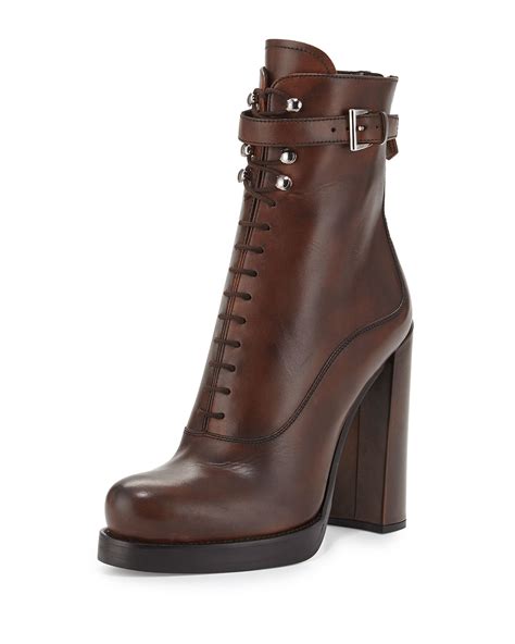 prada lace-up shoes leather|Prada women's lace up boots.